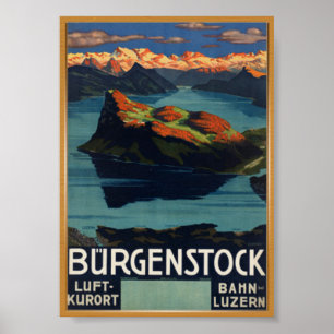 Bürgenstock Schweiz Vintage Travel Poster