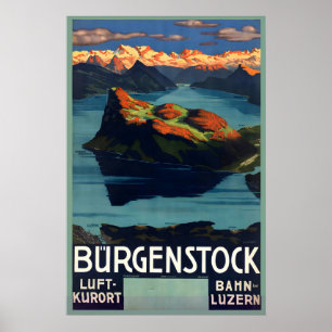 Bürgenstock Vierwaldstättersee Schweiz Vintage Poster