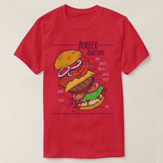 Burger Anatomie Struktur Cheeseburger Hamburger gi T-Shirt (Design vorne)