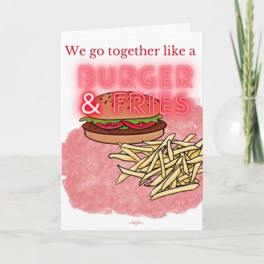 Burger and Fries Valentine's Day Card Karte (Vorderseite)