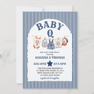 Burger Baby-Q Blue Boy Babyparty Einladung