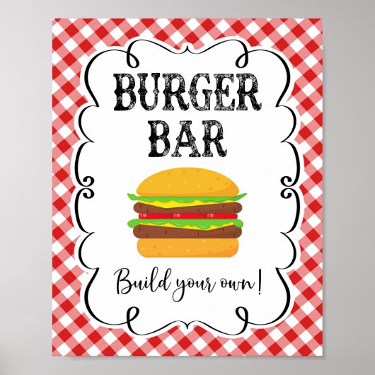 Burger Bar Red Gingham I Do GRILLEN Poster (Vorne)