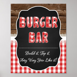 Burger Bar Sign - Red Baby Q Poster