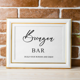 Burger Bar Wedding Sign Poster