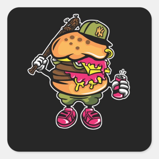 Burger Bastard Quadratischer Aufkleber (Vorderseite)