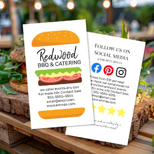 Burger BBQ Catering Schweinebraten Hochzeitsverans Visitenkarte
