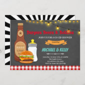 Burger Bier und Flaschen Kabeljaudusche Einladung (Vorne/Hinten)