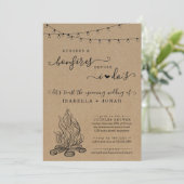 Burger & Bonfire vor dem Dos Couple Brautparty Einladung (Stehend Vorderseite)