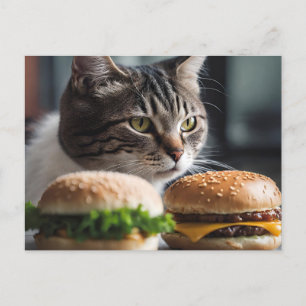 Burger Buddy-cat art Postkarte