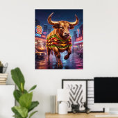 Burger Bull Neon Ranch Poster (Heimbüro)