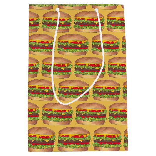 Burger Cheeseburger Fast Food Picnic Cookout Party Mittlere Geschenktüte (Vorderseite)