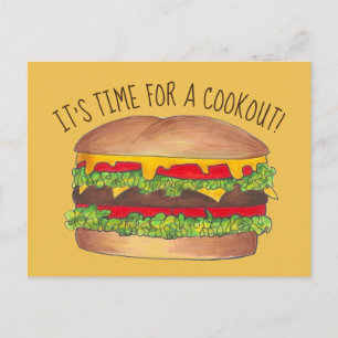 Burger Cheeseburger Wiedersehen Picnic Cookout Par Einladungspostkarte