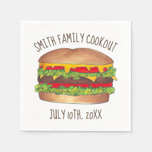 Burger Cheeseburger Wiedersehen Picnic Cookout Par Serviette