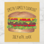 Burger Cheeseburger Wiedersehen Picnic Cookout Par Weinetikett (Einzelnes Label)