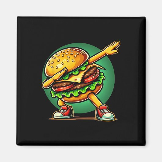 Burger Dabbing Funny Burger Hamburger Food Magnet (Vorne)