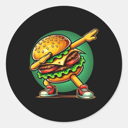 Burger Dabbing Funny Burger Hamburger Food Runder Aufkleber (Vorderseite)
