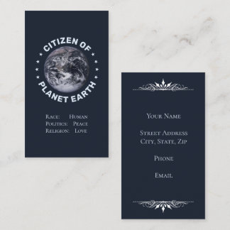 Bürger der Planet Earth Business Card Visitenkarte