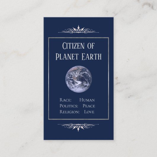 Bürger des Planeten Erde Visitenkarte (Vorderseite)