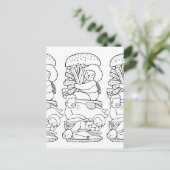 Burger Doodle Art Postkarte (Stehend Vorderseite)