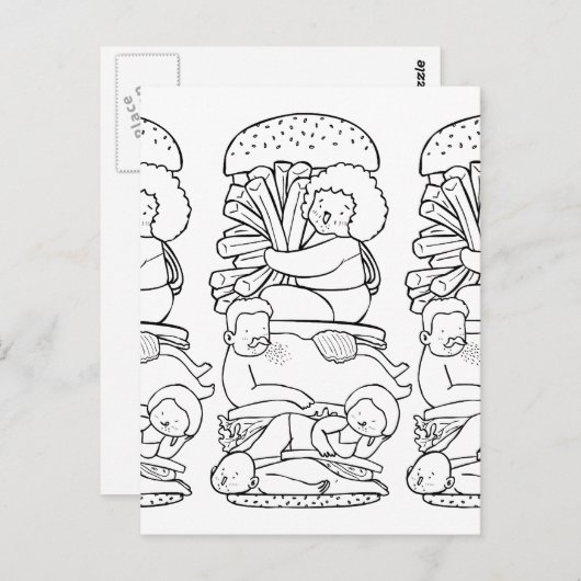 Burger Doodle Art Postkarte (Vorne/Hinten)