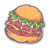 Burger Fast Food Cartoon Aufkleber (Vorderseite)