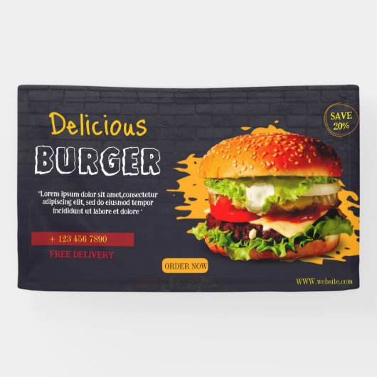 Burger Fast Food Grill Hamburger Party niedlich Banner (Horizontal)