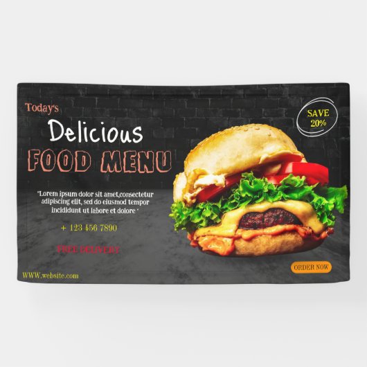 Burger Fast Food Menü Grill Hamburger niedlich Banner (Horizontal)