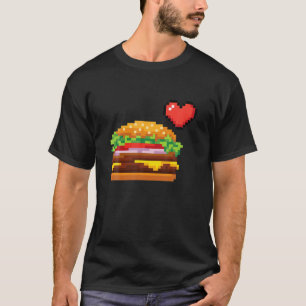 Burger Fastfood Videogame Funny Gamers Pixel D T-Shirt