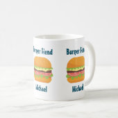 Burger Fiend Hamburger Illustration kundenspezifis Kaffeetasse (VorderseiteRechts)