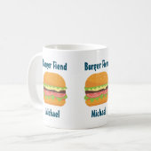 Burger Fiend Hamburger Illustration kundenspezifis Kaffeetasse (Vorderseite Links)