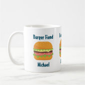 Burger Fiend Hamburger Illustration kundenspezifis Kaffeetasse (Links)