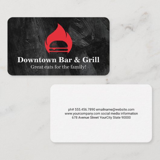 Burger Flame Fire | Restaurant  Visitenkarte (Vorne/Hinten)