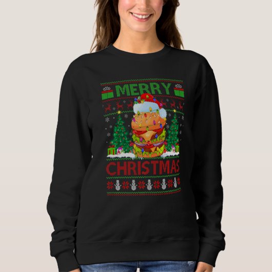 Burger Food Xmas Tree Ugly Santa Burger Christmas Sweatshirt (Vorderseite)