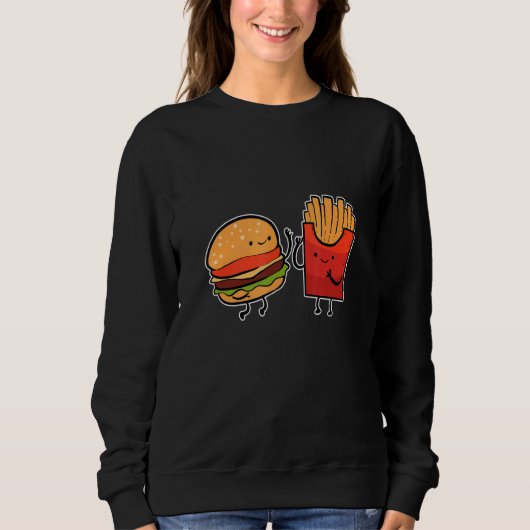 Burger Fries Feinschmecker und Flirt Sweatshirt (Vorderseite)