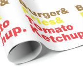 Burger & Fries & Tomato Ketchup. Geschenkpapier (Rolleneckpunkt)