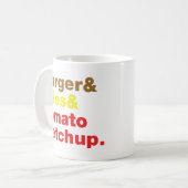 Burger & Fries & Tomato Ketchup. Kaffeetasse (Vorderseite Links)
