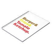 Burger & Fries & Tomato Ketchup. Notizblock (Linke Seite)