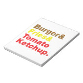 Burger & Fries & Tomato Ketchup. Notizblock (Rotiert)
