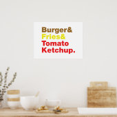 Burger & Fries & Tomato Ketchup. Poster (Küche)