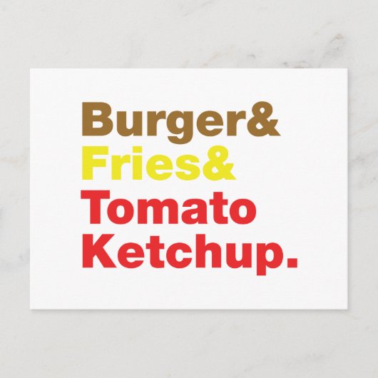 Burger & Fries & Tomato Ketchup. Postkarte (Vorderseite)