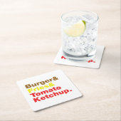 Burger & Fries & Tomato Ketchup. Rechteckiger Pappuntersetzer (Vor Ort)