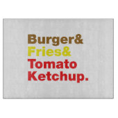 Burger & Fries & Tomato Ketchup. Schneidebrett (Vorderseite)
