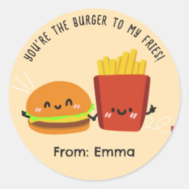 Burger Fries Valentine Stickers - Niedliche Kinder