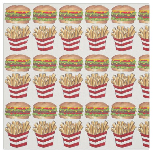 Burger Fry French Fries Fast Food Fabric Stoff (Muster)