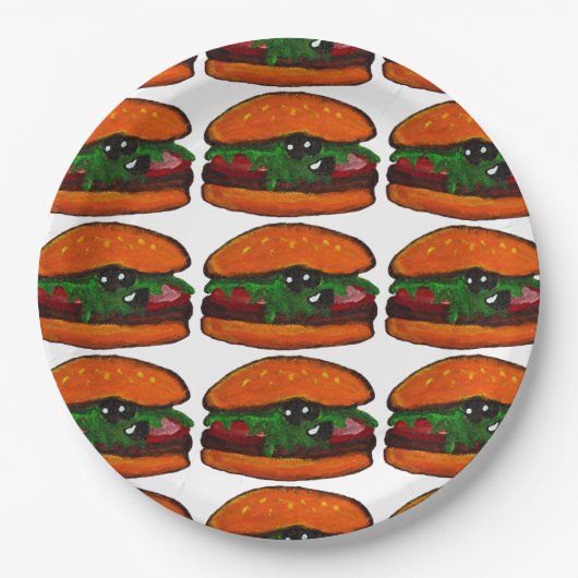 Burger-Geburtstagsfeier Pappteller (Vorderseite)