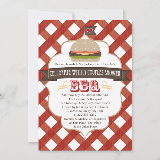 Burger GRILLEN Paar-Polterabend-Einladungen Einladung (Vorderseite)