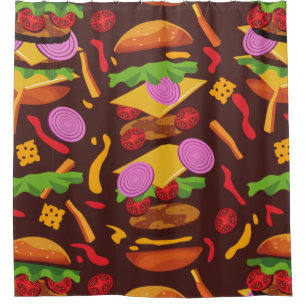 Burger Hamburger Cheeseburger braun Duschvorhang