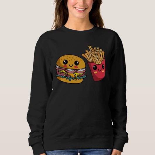 Burger Hamburger French Fries Fast Food Sweatshirt (Vorderseite)