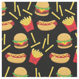 Burger Hot Dog Pommes Frites Stoff