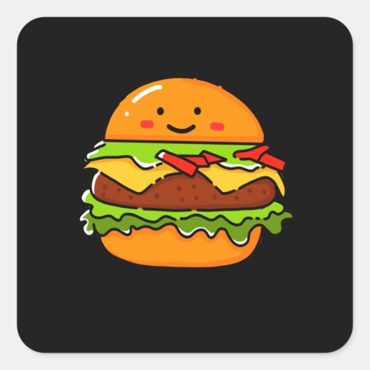 Burger Illustration Quadratischer Aufkleber (Vorderseite)